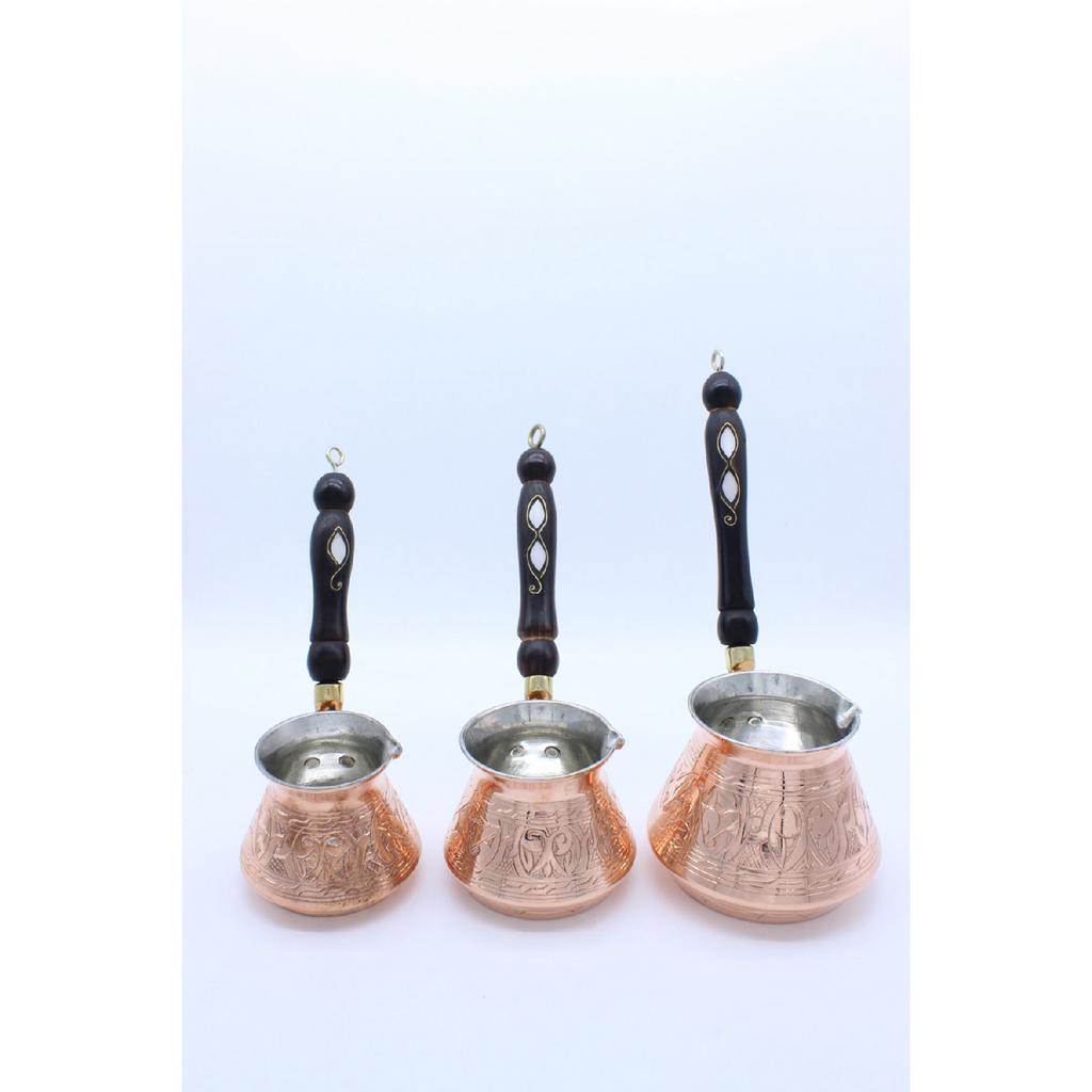 Газиантеп Набор медных кофейников с ручной вышивкой, 3 предмета