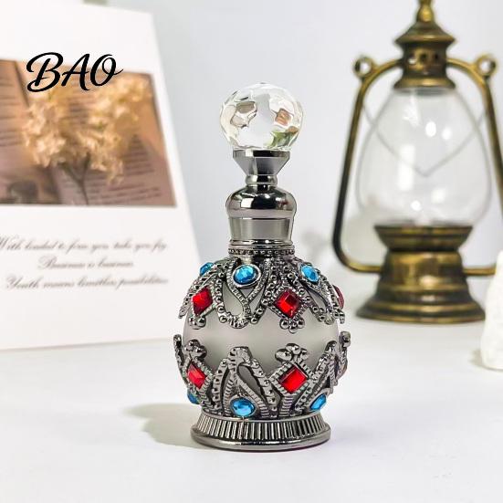 Empty Scent Container 15ML Vintage Luxury Refillable Perfume Bottle, Essential Oil & Fragrance Glass 15ml Bottle Dubai Arabian Style for Travel
