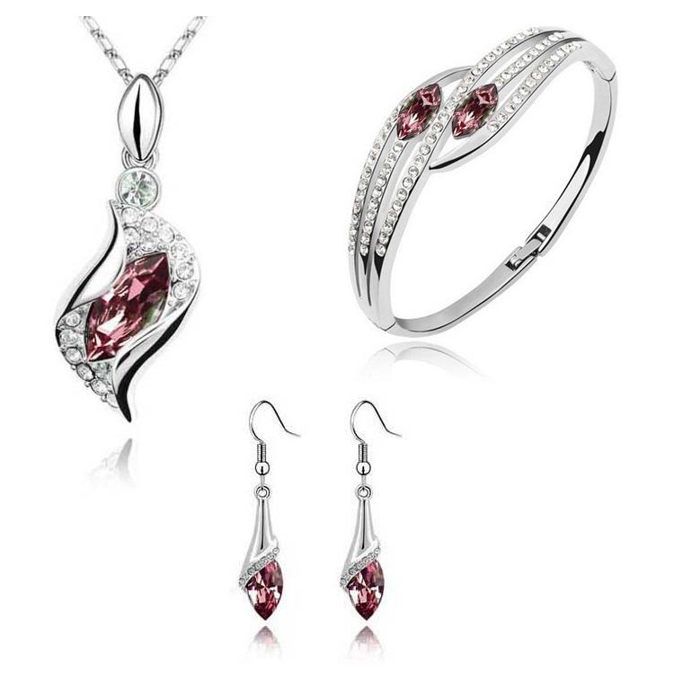 Новая Мода Кристальное Ожерелье Браслет Серьги Циркониевые Наборы для Женщин Conjuntos De Joyeria