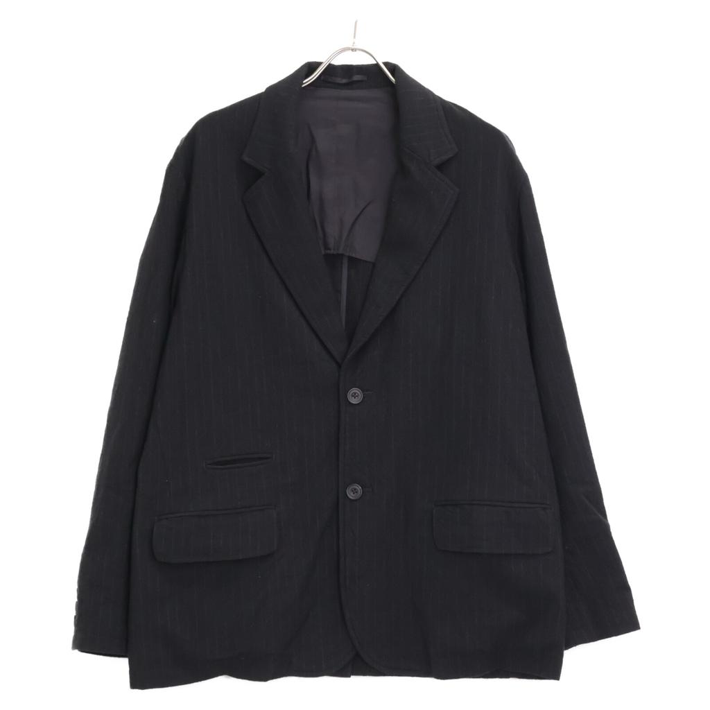 ULTERIOR 25AW Black Washed Wool Silk Stripe 2B Jacket Jacket 3 blackUsed