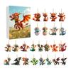 Рождественский Адвент-календарь 24 акриловые елочные игрушки Подвеска-динозавр Праздничные шармы для сумки Креативный декор для обратного отсчета для дома Праздничная вечеринка