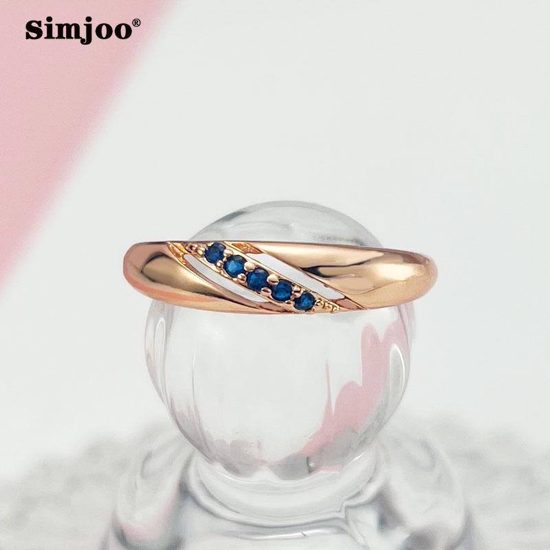 SIMJOO Стильное кольцо с цирконом, простой дизайн, сапфировое кольцо