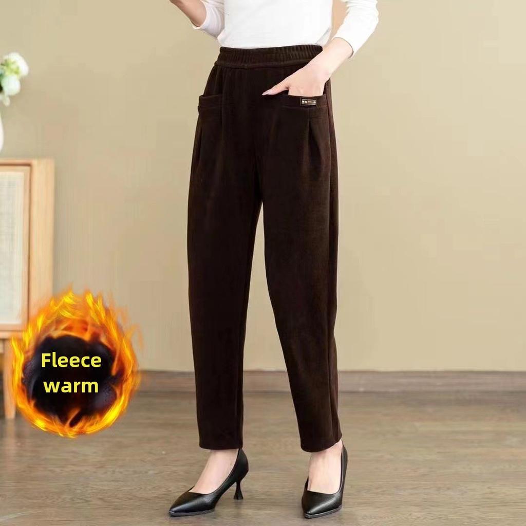 Autumn and Winter Women's Corduroy Pants Casual Fashion Women's Warm Pants Straight Pants
