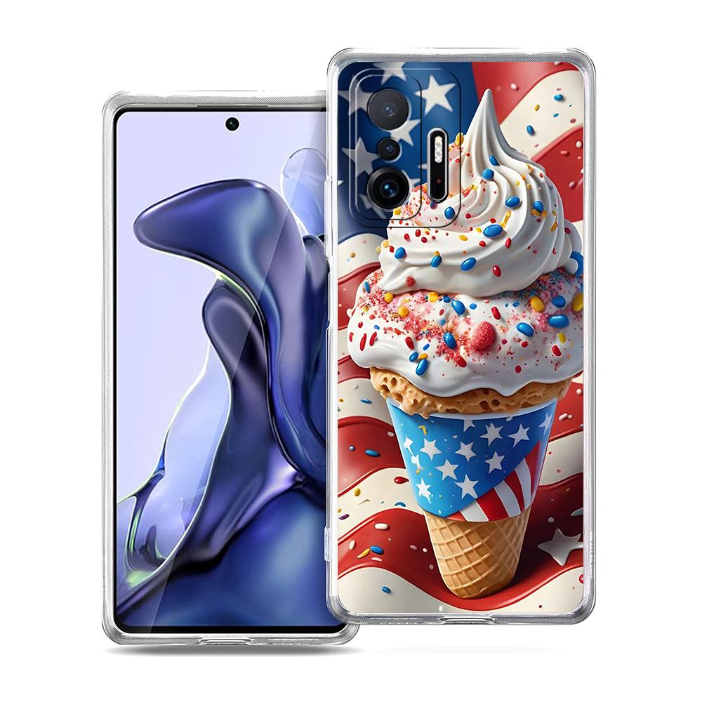 Прозрачный чехол для телефона для Xiaomi Mi 14 13 12 11 Ultra 13T 12T 11T Poco X3 NFC F3 F6 Pro Lite Мягкий ТПУ корпус Узор Мороженое