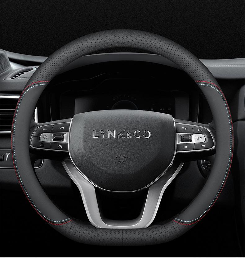Чехол на руль из натуральной кожи для моделей Lynk & Co 01, 02, 03, 03+, 05, 06 и автомобилей на новых источниках энергии
