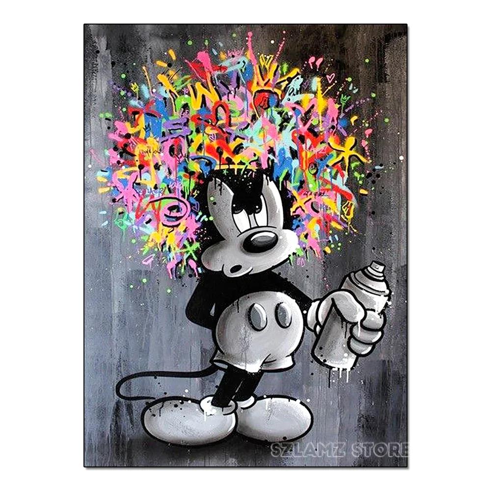 5D DIY Цветной набор для алмазной живописи Микки, Приливное граффити, Вышивка крестом, Ручная работа, Алмазная мозаика, Искусство вышивки алмазной мозаикой, Подарок