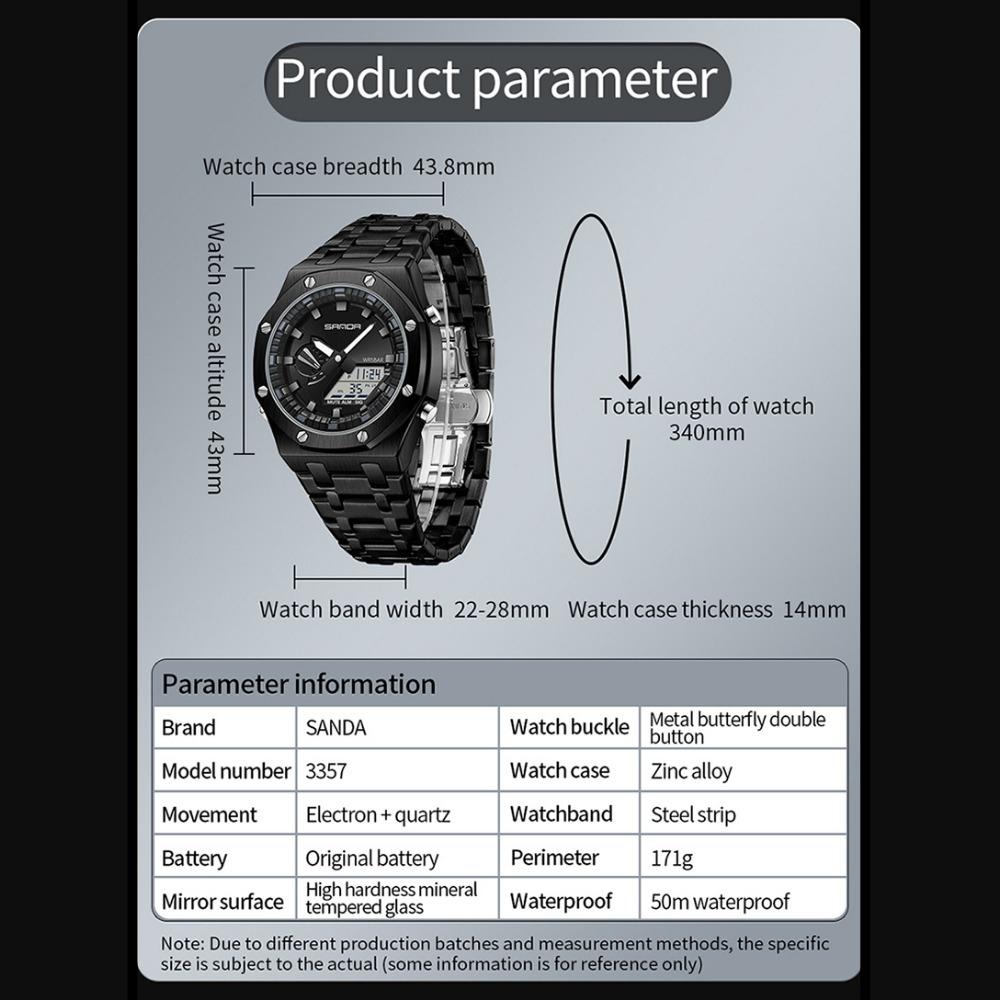 SANDA Watch Cool Trend электронные часы многофункциональные часы с лампой для поднятия руки будильник водонепроницаемые часы