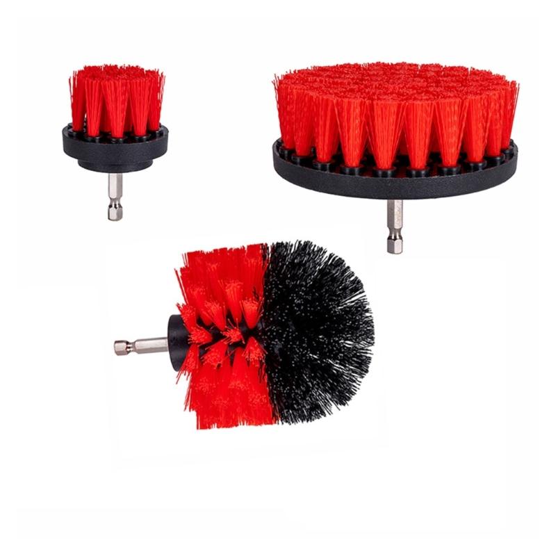 3Pcs Drill Brush Attachment Set Power Scrubber Wash Cleaning Brushes Tool Kit for Clean Car Wheel Tire Glass Window