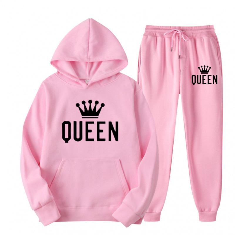 Мужской флисовый комплект с капюшоном большого размера 2025 - Модный принт QUEEN для осени/зимы