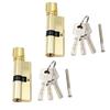 2PCS(1SET) Цилиндр замка двери Смещенный сердечник замка Цилиндр с поворотной ручкой Евроцилиндр для дверных замков Защита от отмычек Защита от сверления Латунные цилиндры с поворотной ручкой