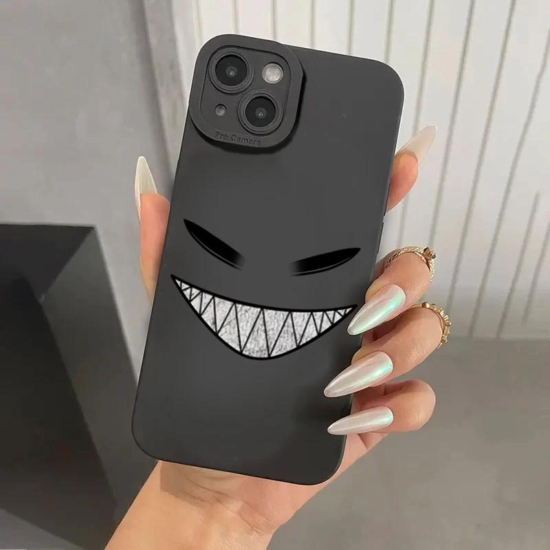 Black Skull Phone Case For iPhone 15 Cases iPhone 14 13 12 11 Pro Max Mini XS Max XR X 7 8 Plus SE Matte Soft Silicone Cover
