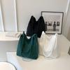 Solid Color Simple Women Corduroy Shoulder Bag Autumn Winter Vintage Large Capacity Student Handbag Popular Commut Canvas Bag
