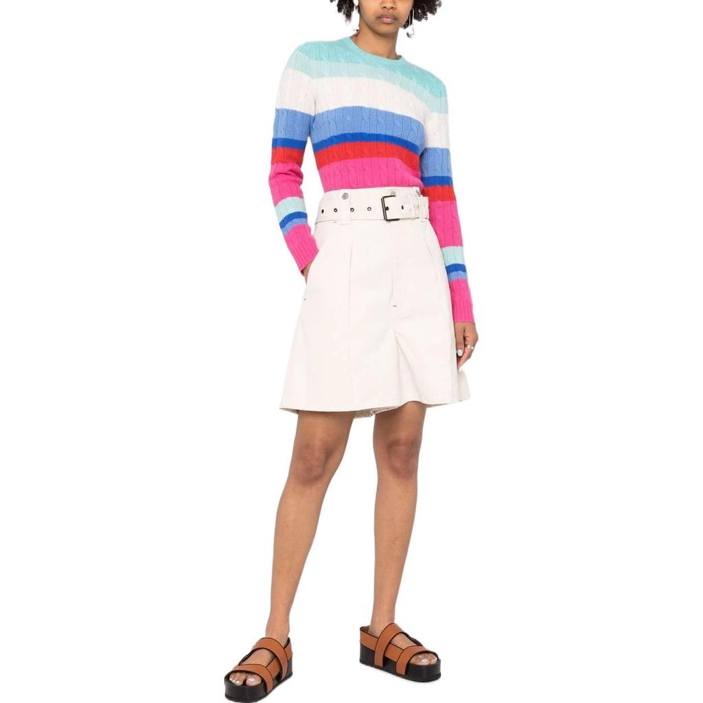 Polo Ralph Lauren FW22 Цветной полосатый кашемировый свитер Женский свитер Синий 211856723-001
