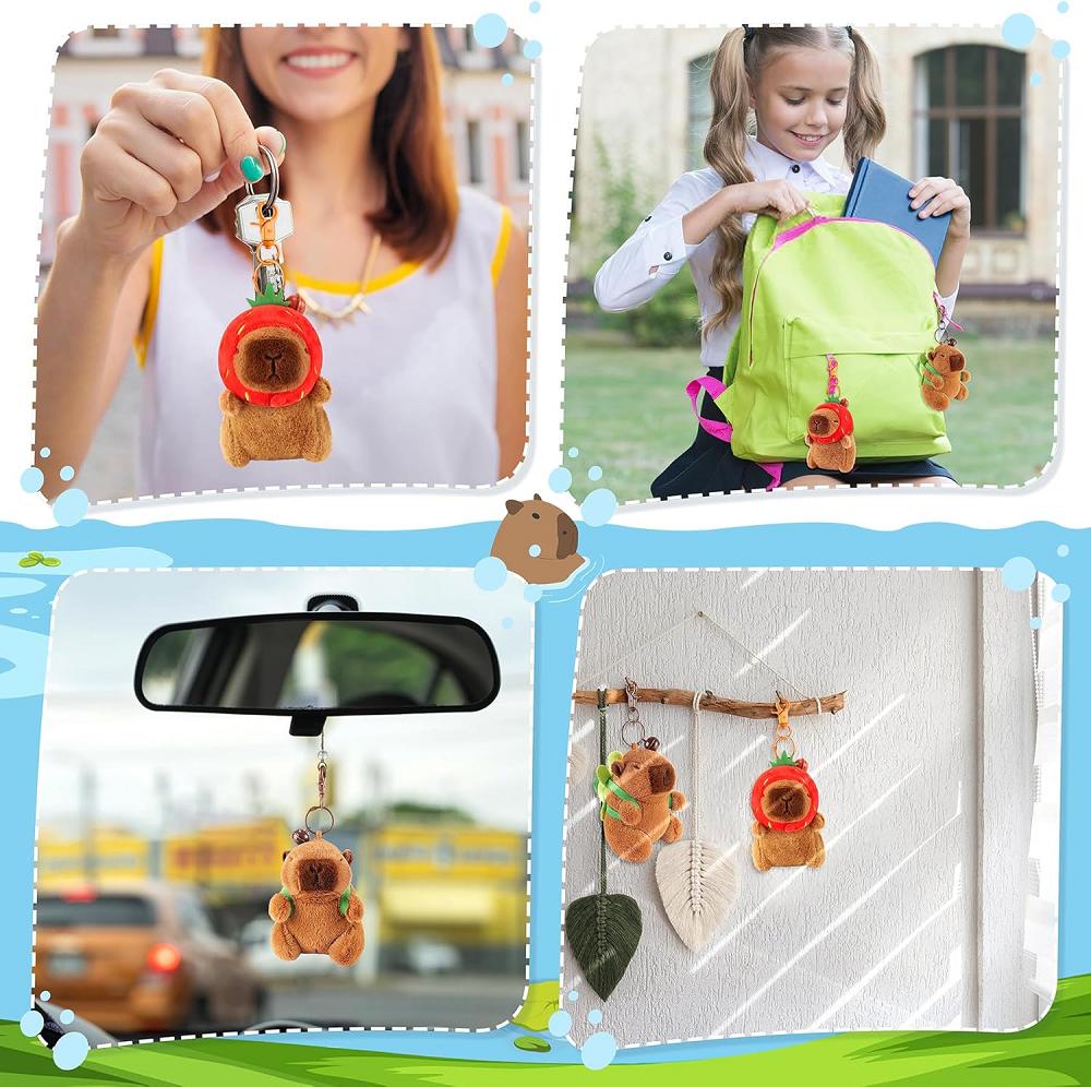 Плюшевая игрушка капибара каваи милые мягкие животные пушистая капибара с клубникой черепаха с браслетом-пощечиной брелок подарок на день рождения