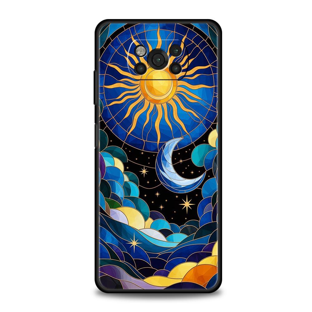 Красивый чехол-крышка из стекла с изображением Солнца и Луны для Xiaomi Poco F7 Ultra F6 F5 F4 F3 X6 X5 X4 X3 NFC C51 C55 M4 GT 5G Мягкий корпус из ТПУ