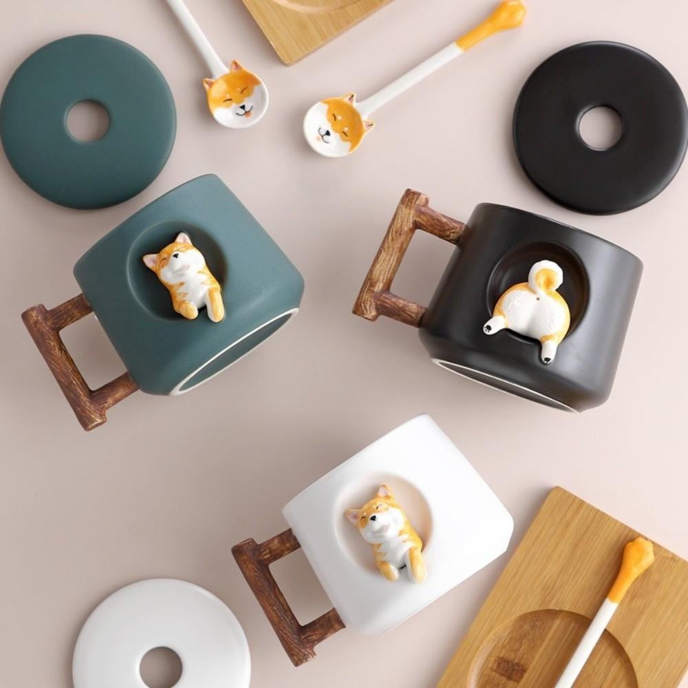 420ml 3D Ceramic Mug Dog Design Milk Tea Cup Creative Tea Cup Cafes