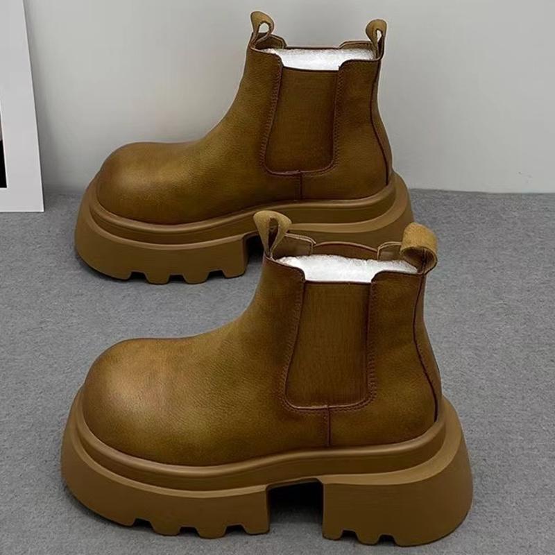 Ботильоны женские на платформе кожаные туфли на среднем каблуке женские 2025 трендовые зимние сапоги дизайнерские готические зимние новые мотоциклетные сапоги Mujer