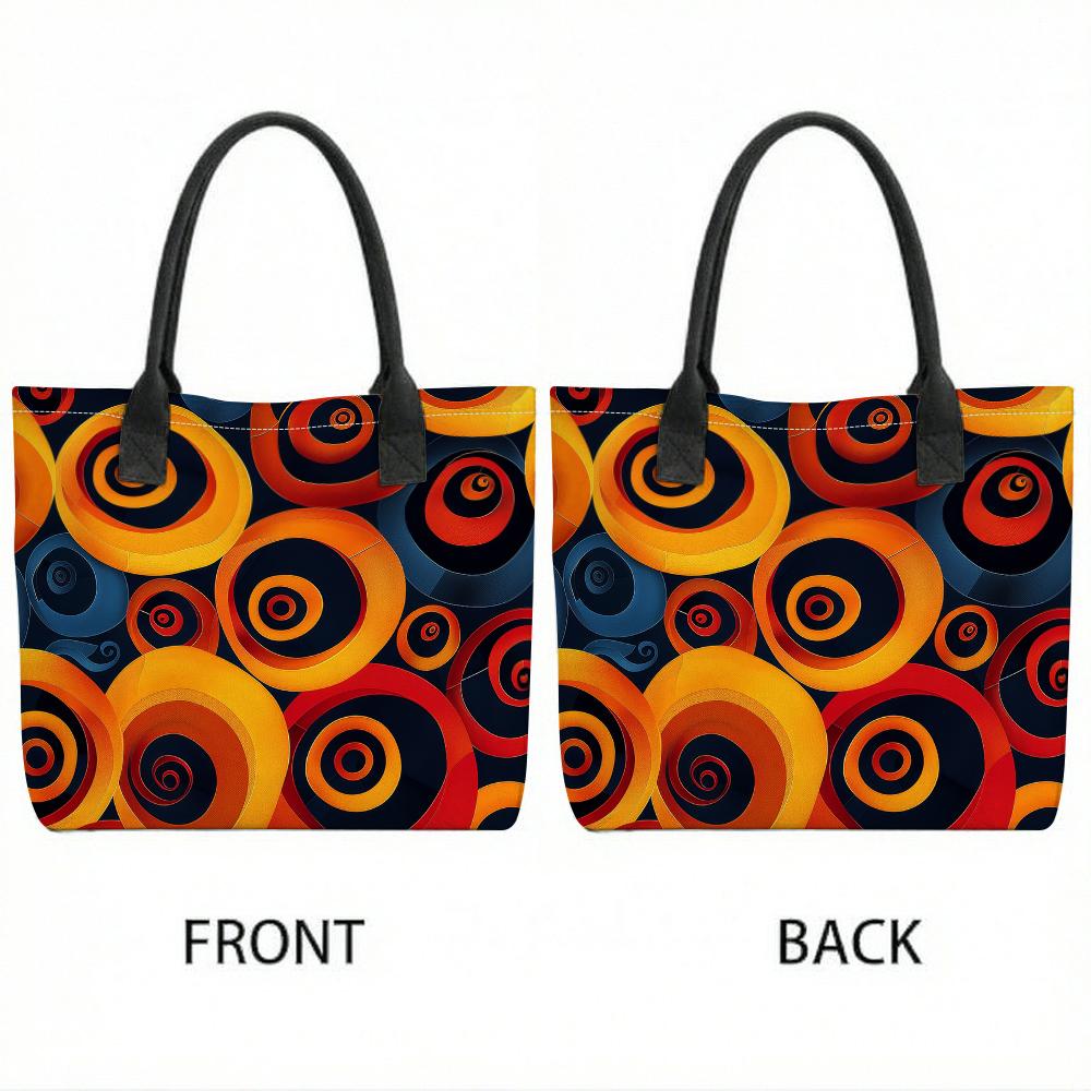 Abstract Vortex Printed Tote Bag Fashion Casual Large Capacity Daily Carry Handbag
