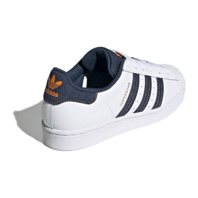 adidas Оригинальные кроссовки Superstar Series J с низким верхом для детей, кроссовки для скейтбординга, детские кроссовки, белые/синие H04025