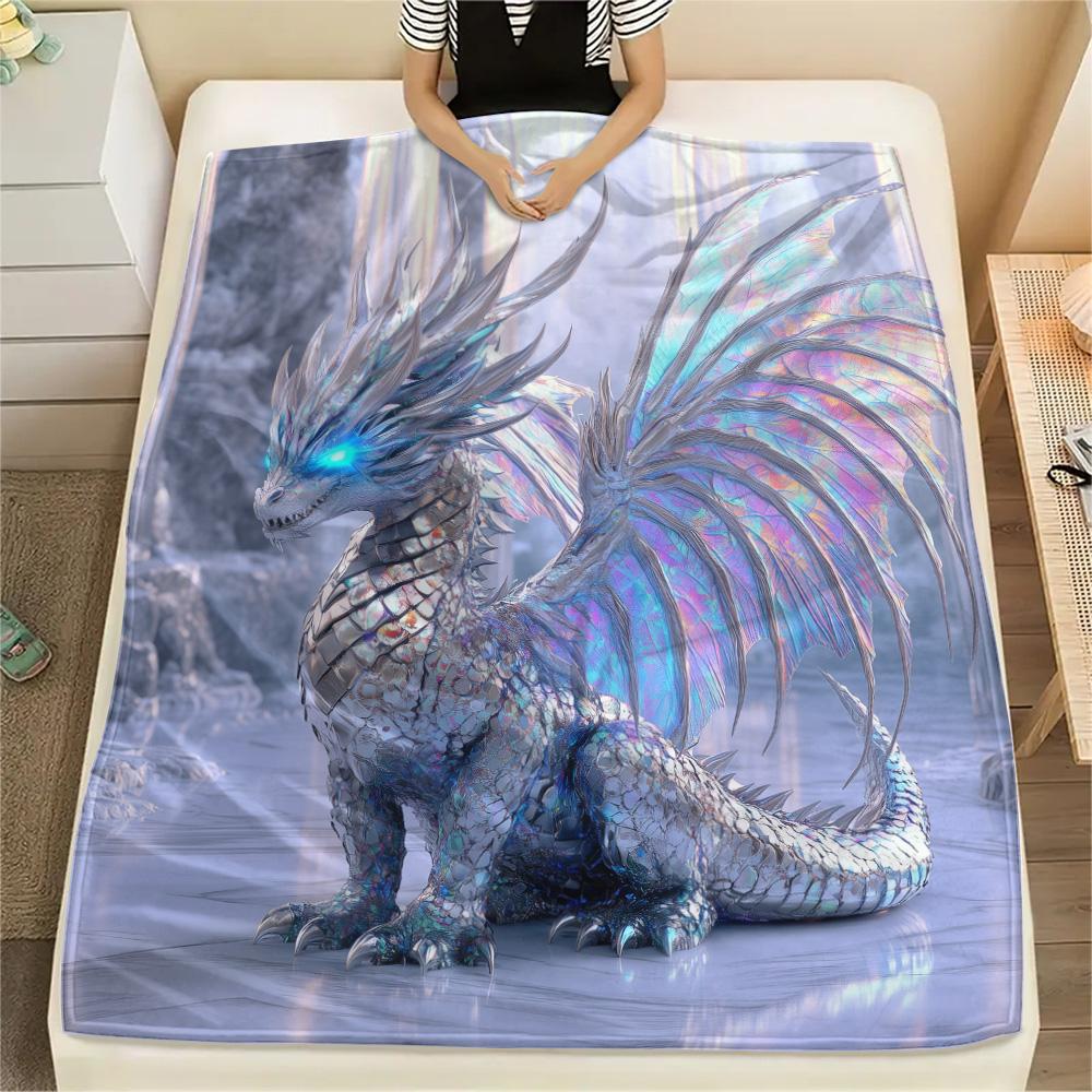 Winged Dragons Print Flannel Blanket, High quality Comfortable for All Seasons, Home Decor, Warmth and Comfort