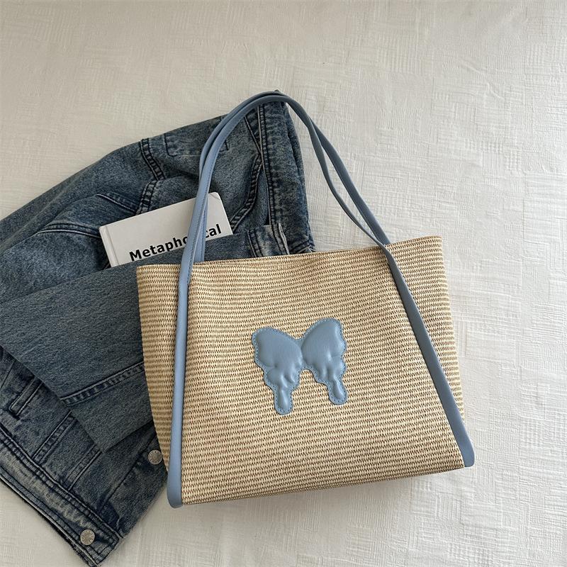 Милая плетеная сумка через плечо из ротанга ручной работы, плетеные сумки-тоут большой вместимости, большие сумки для женщин, девушек AVE