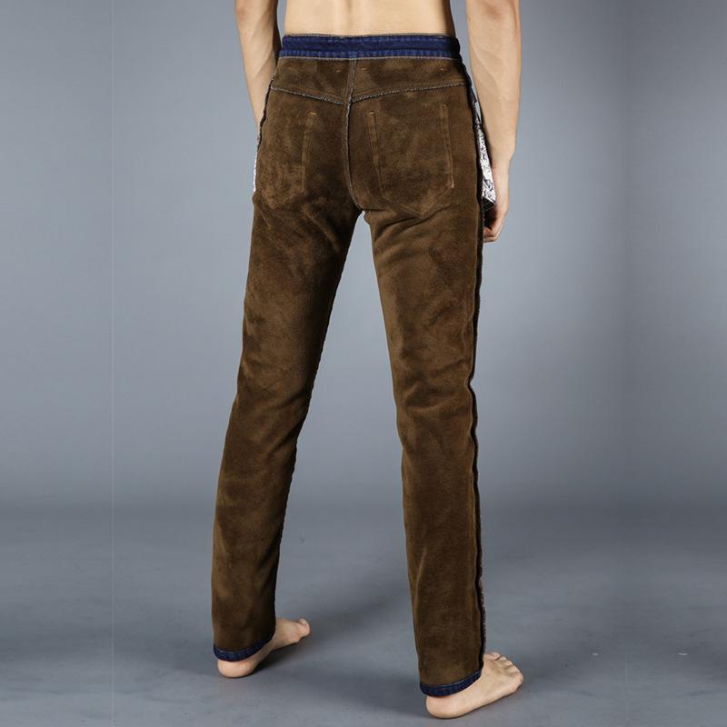 Winter Padded Thickened Elastic Men's Jeans Men's Straight Loose Winter Warm Denim Long Men's Trousers Tide