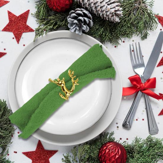 Christmas Napkin Rings Alloy Snowflake Elk Tree Napkin Holders Decorative Napkin Rings for Holiday Dining Table Decoration