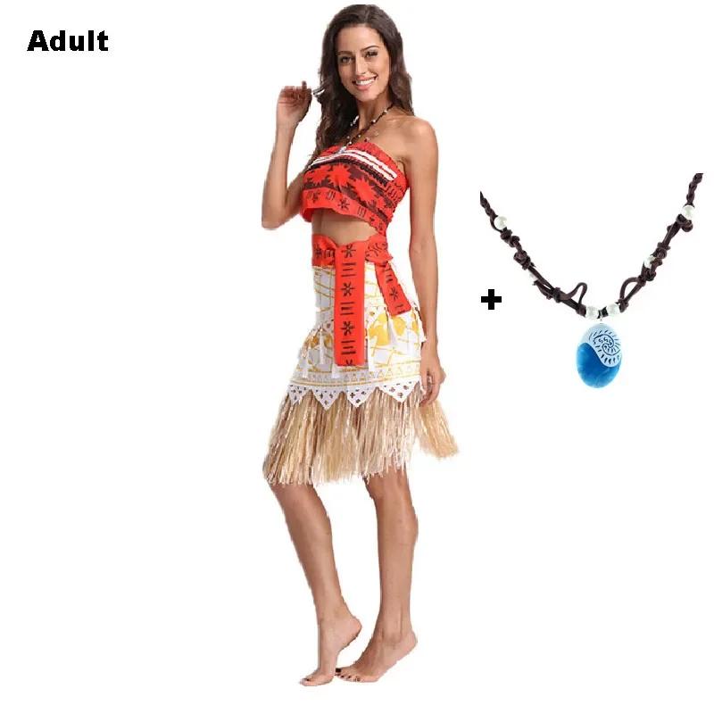 Kids Adult Women Moana Holiday Halloween Costume Movie Tops Skirt Child Fancy Cosplay Vaiana Dress Wigs Outfit For Toddler Girls