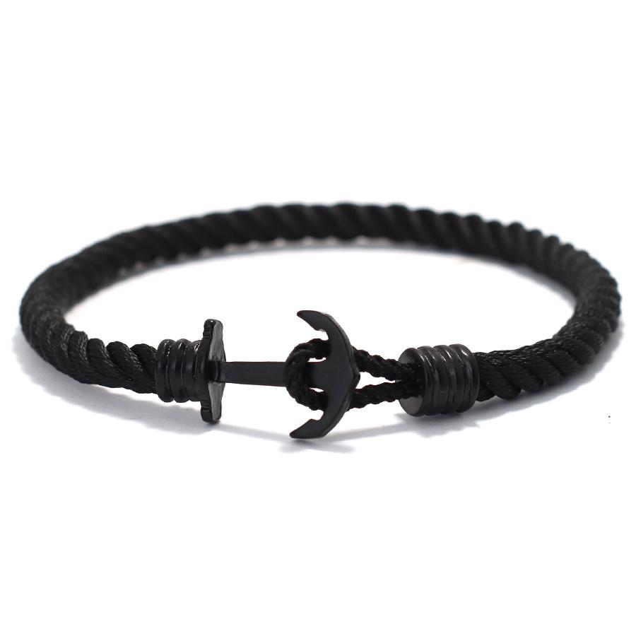 Простой мужской браслет с якорем, винтажный плетеный миланский канат, женский, в морском стиле, для кемпинга, студенческий, наручный, ювелирный подарок для него