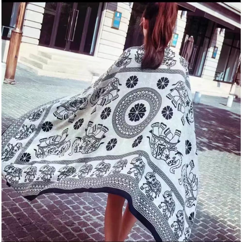 Соленое озеро Чака Туризм на Северо-Западе Этнический стиль Шарф Шелковый шарф Женский Летний Приморский Пляжный Платок Солнцезащитный Тонкий