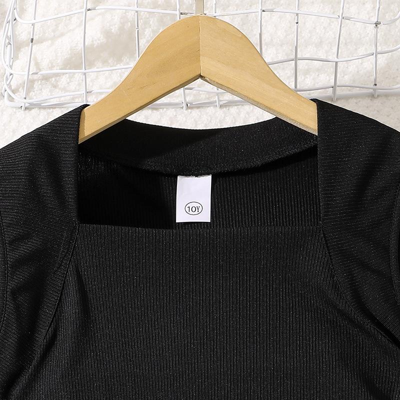 Одежда для девочек, летняя новая юбка-бюстье с принтом + трикотажный топ без рукавов 7-12 лет, детский костюм с юбкой