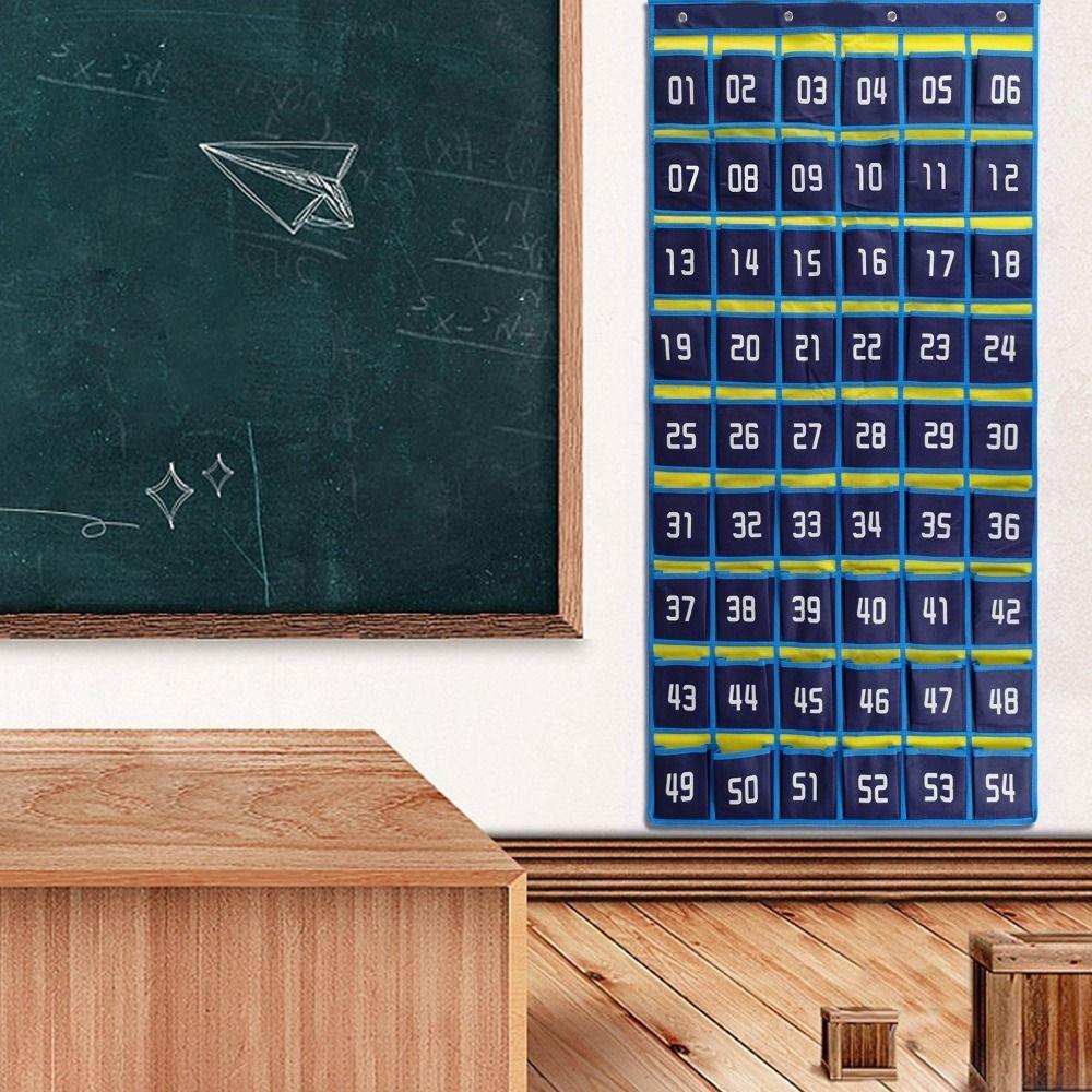 Non-Woven Fabric Numbered Pockets Wall Mount Classrooms Storage Hanging Bag Calculator