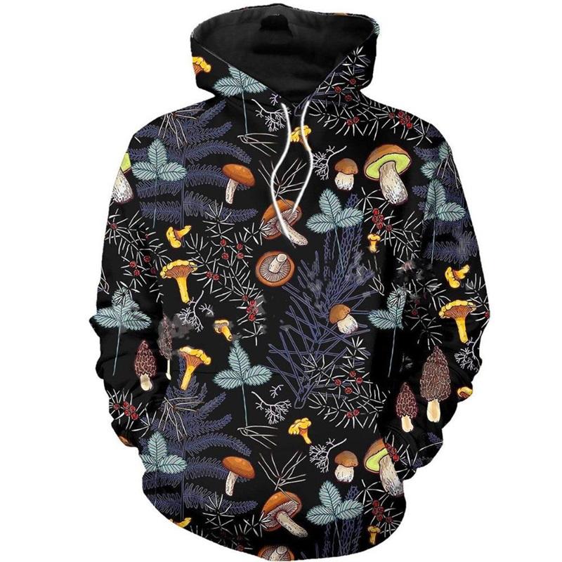 Spring And Autumn 3D Printed Mushroom Pattern Hoodie For Women's Casual Oversized Funny Sweatshirt Pullovers Hoodies Streetwear