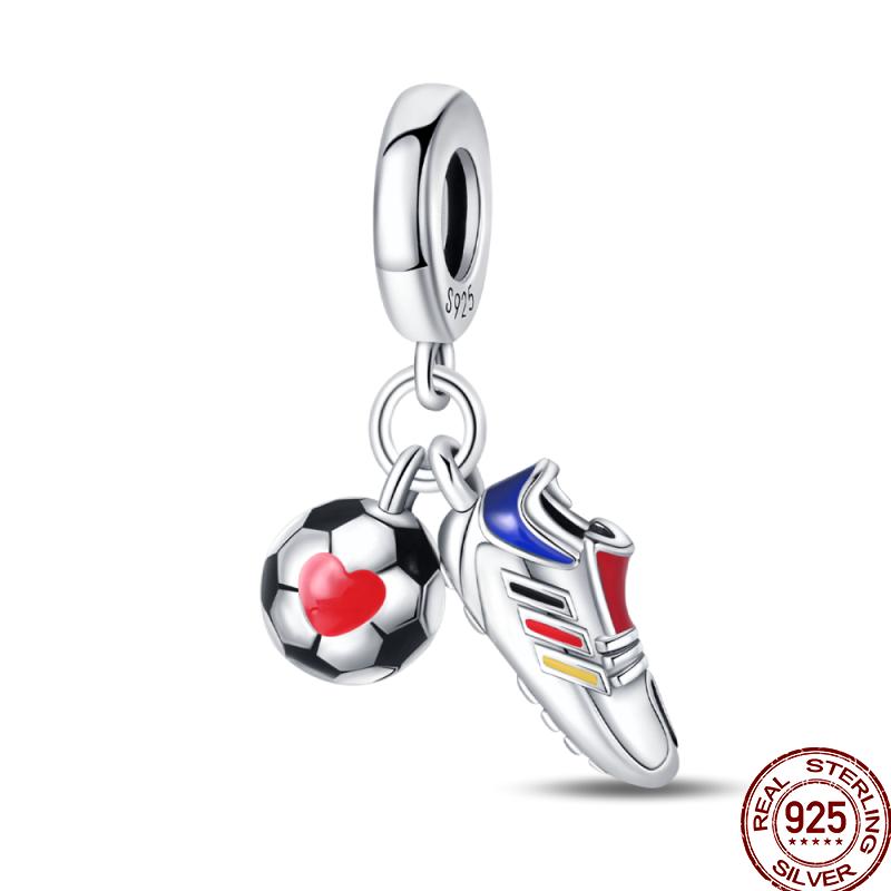 American Sports Series Copper Badminton Baseball Football Pendant Beads Suitable For 3Mm Original Bracelet Diy