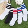 Новые мужские/женские хлопковые носки с тремя полосками, ретро, олдскул, скейт, длинные, короткие, белые, черные, зимние, классные