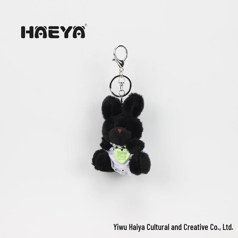 Корейский брелок Черный Кролик из Донгдамуна и Жемчужное Сердце Ожерелье с Треугольными Трусиками - Милый Подарок для Пары