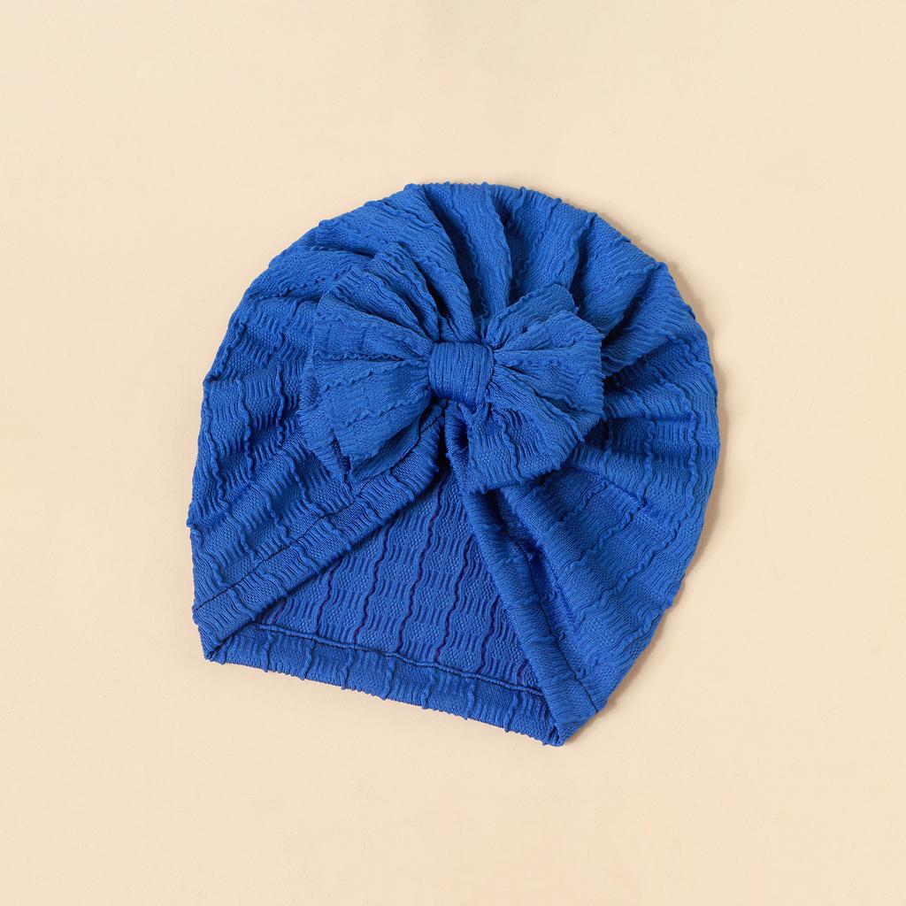 INS Style Baby Kids Headwear with Bow - Stretchy Elastic Newborn Jacquard Bonnet Hat Infant Turban Cap for Girls Boys 0-2 Years Old