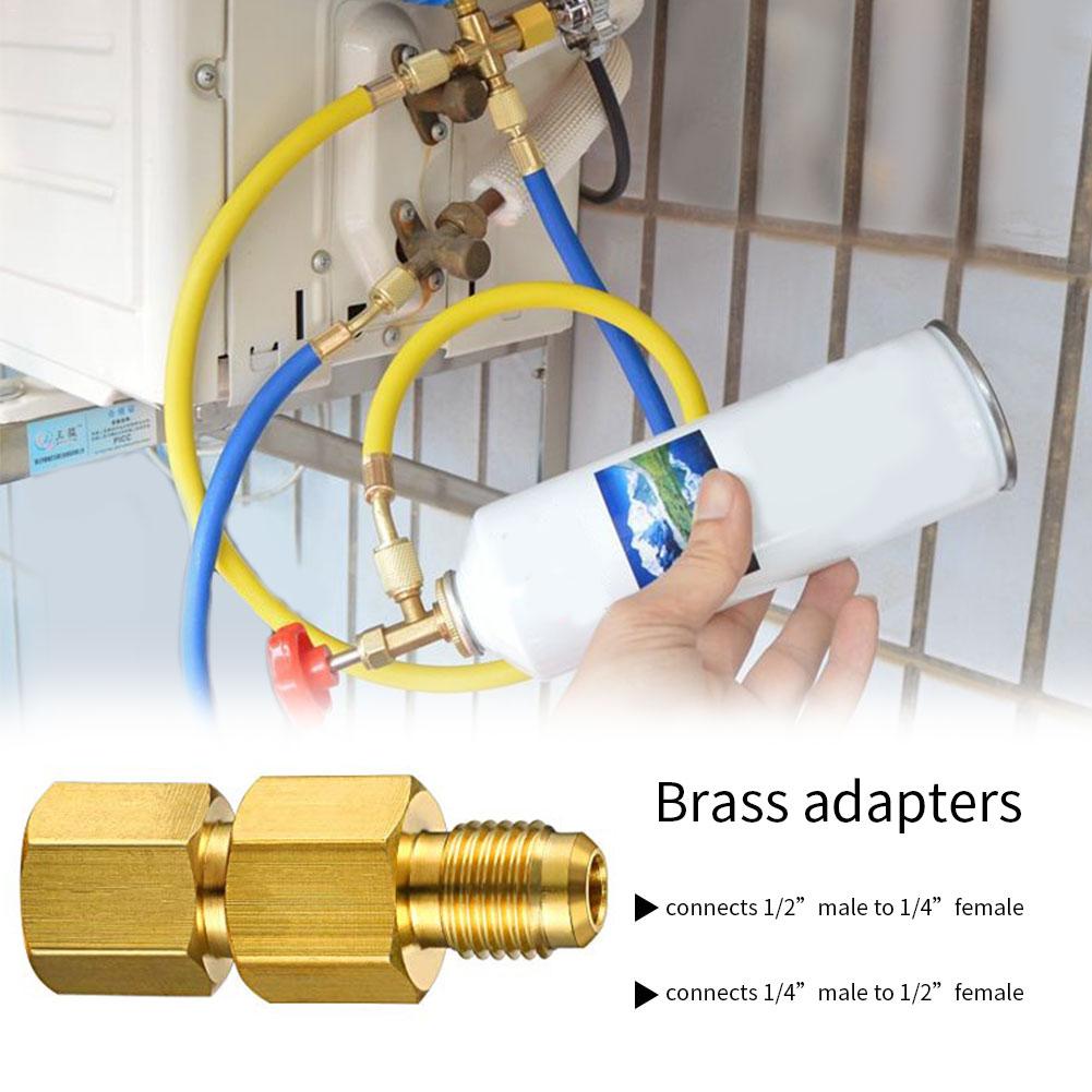 4PCS R134A Brass Refrigerant Tank Adapter To R12 Fitting AdapterValve Core Vacuum Pump Adapter Air Conditioning Tools