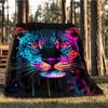 1pc Leopard Print Throw Blanket Polyester Fiber, Lightweight Flannel, Soft & Warm, All Season Use for Outdoor, Camping Digital Print