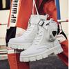 Fashion Punk Style Men's White Boots Leather Pocket Design Men Platform Boots Comfortable Lace-up Men Black Ankle Boots Botines Hombre