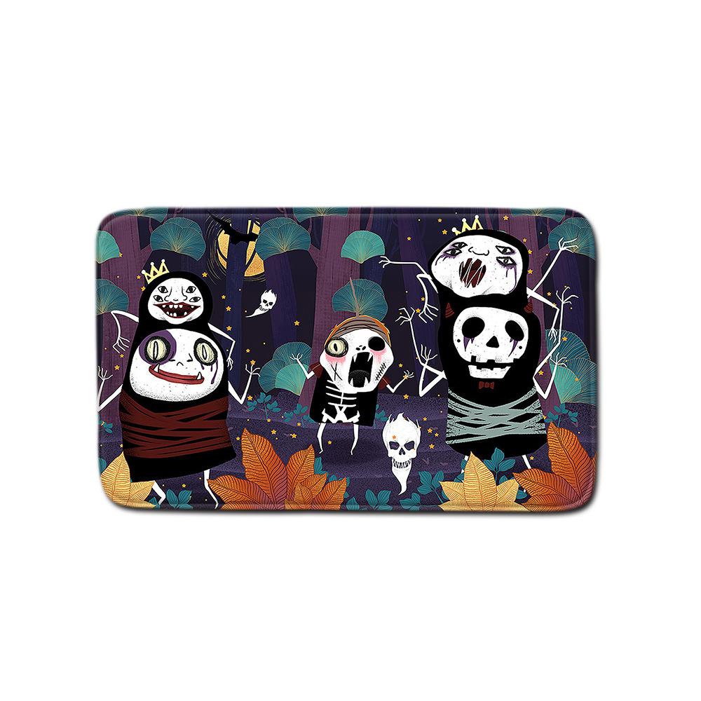 Halloween Shower Curtain Floor Mat Combination Four-Piece Set Kitchen Absorbent Non-Slip Carpet Bedroom Door Mat