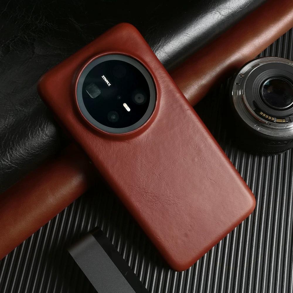 Genuine Leather Waxed Texture Case for Honor Magic 8 Pro Magic 7 Premium Business Slim Soft Leather Shockproof Cover