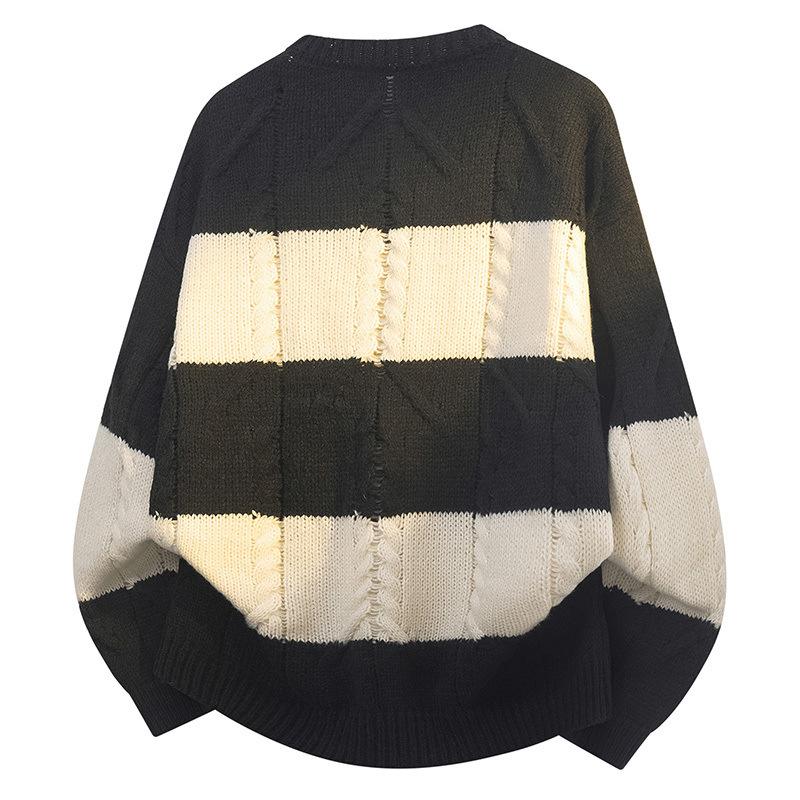 Pullovers Long Sleeves Sweaters Unisex Sweater Paragraph Spring and Autumn Couple Models Spotted Striped Bottoming Knit Shirt Retro Men's Wool Sweater