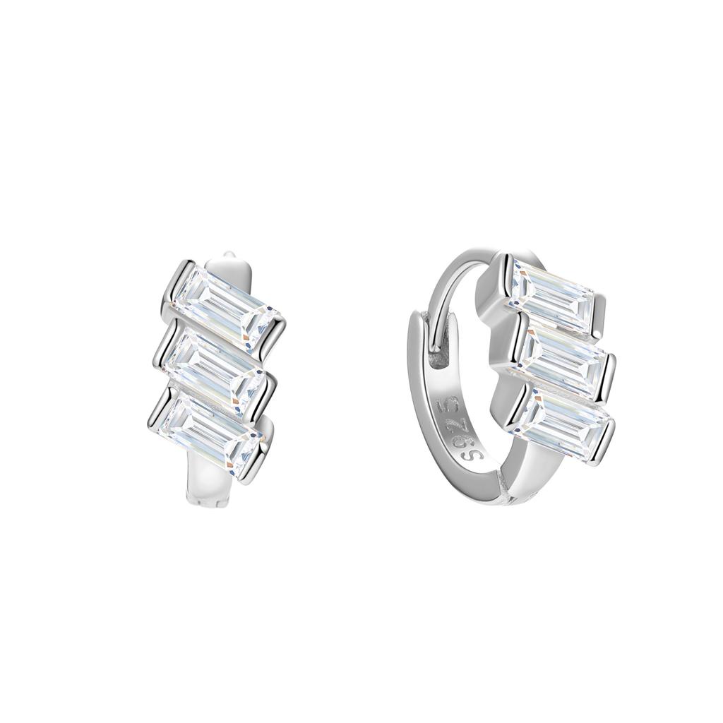 925 Sterling Silver Fashionable Geometric Rectangular Zircon Stud Earrings Classic Party Charm Silver Jewelry For Women Gifts