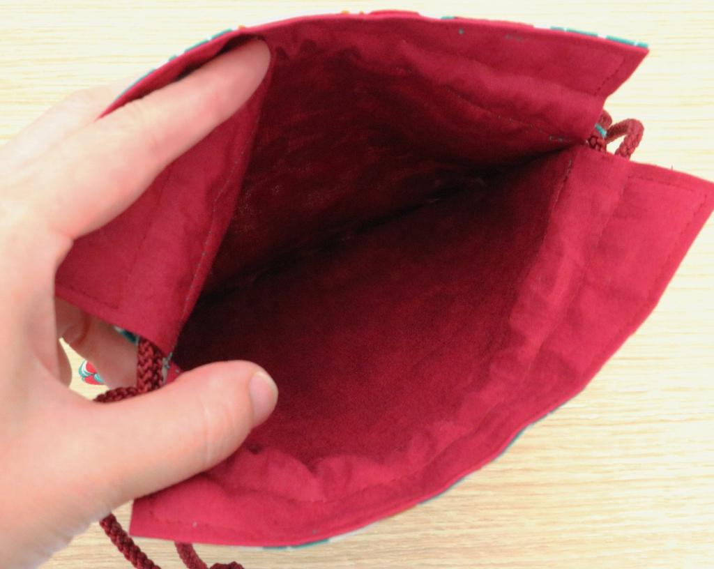 Kyoyu Yumeji Drawstring Round Drawstring Camellia Design Bag, Bag,