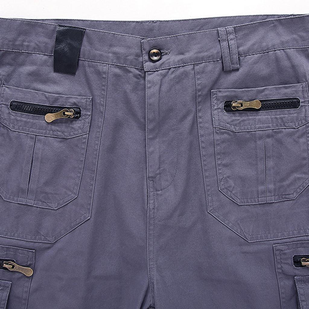 Men's Capris Loose Straight Tube Casual Multi Pocket Cotton Work Shorts