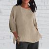 Women's Fashion Seven-Quarter Sleeve Round Neck Solid Color Loose Casual Shirt Tops