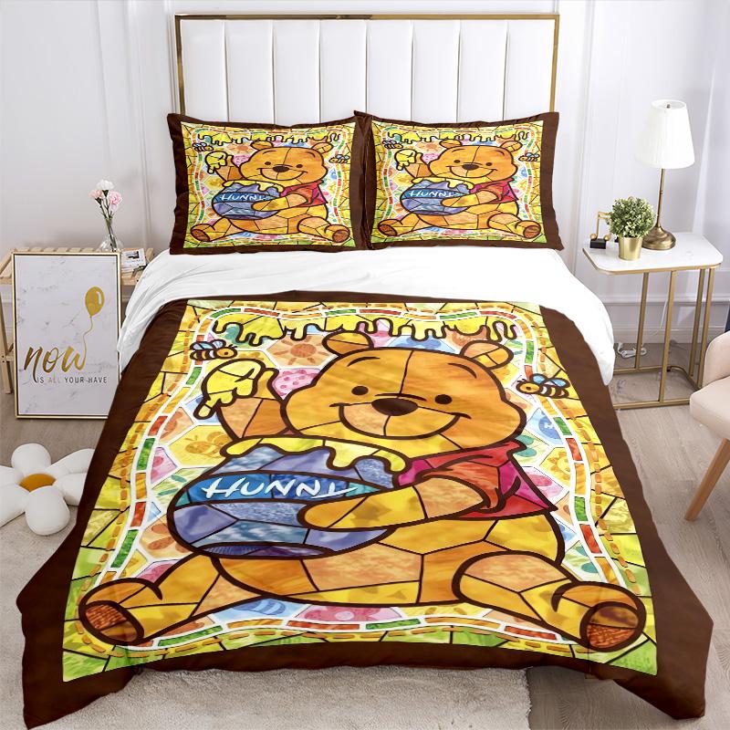 Winnie Pooh Honey Pot Print 3Pcs Bedding Setduvet Cover With 2 Bedropillowcase Home Birthday Gift