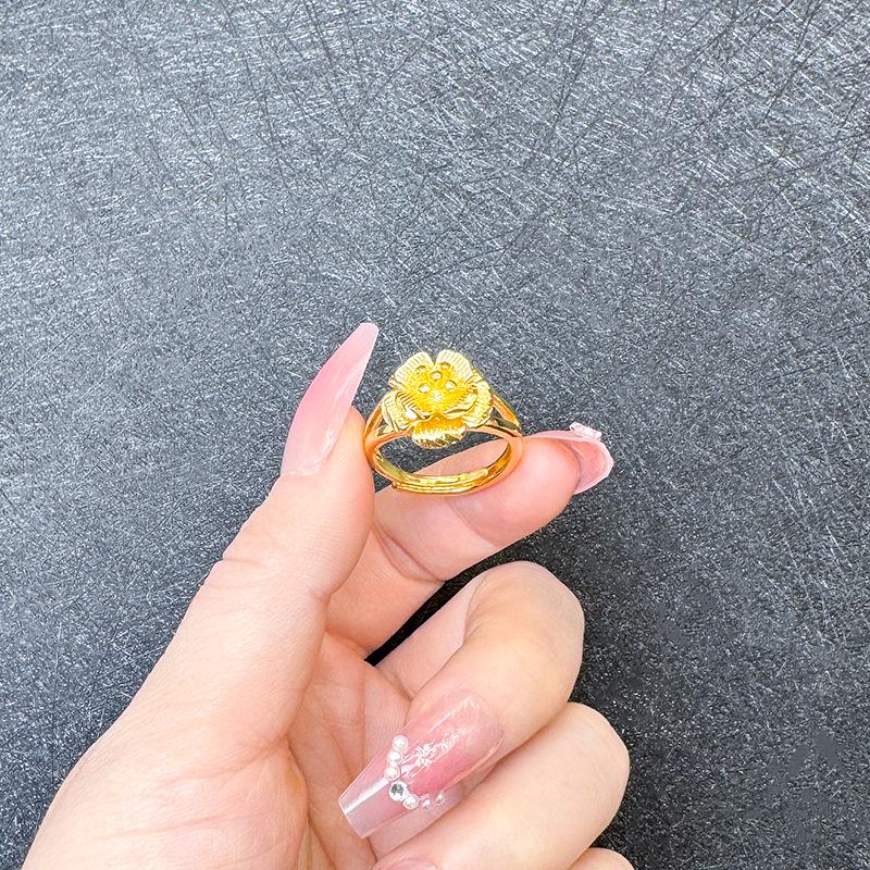 Кольцо с вьетнамским цветком из песочного золота для женщин, прочная имитация золота, смелое свадебное украшение для невесты.