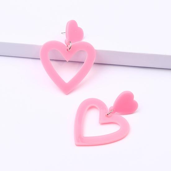 1 пара серег-гвоздиков в форме сердца, акриловые серьги-подвески, гипоаллергенные, красочные, простые для